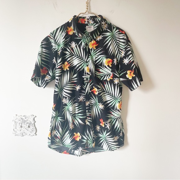 Vans Other - Vans Black Tropical Floral Hawaiian Shirt L